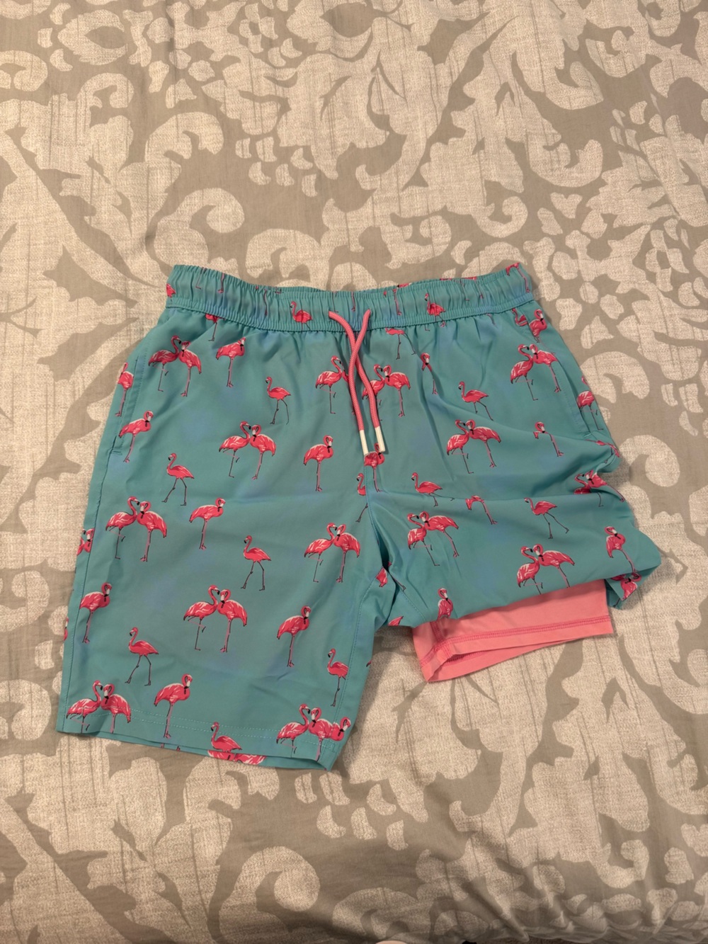 🦩 Maamgic Flamingo Swim Trunks + Compression Liner Shorts Set Youth 14/16